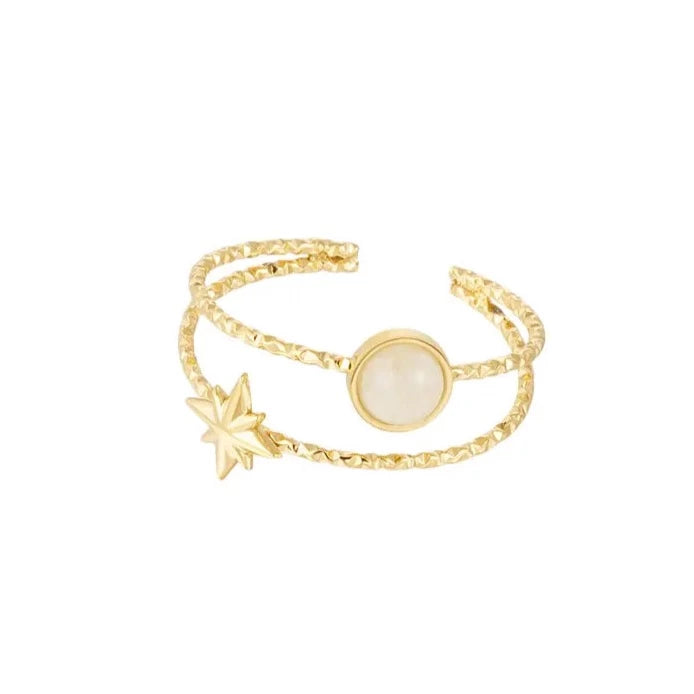 DOUBLE STAR Ring - White