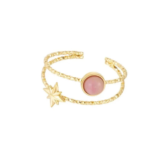 DOUBLE STAR Ring - Pink