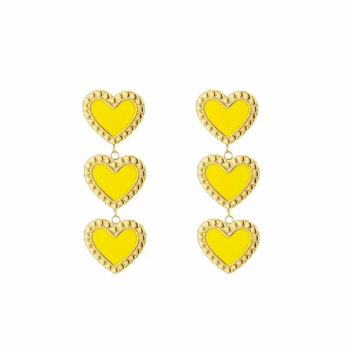 Heart Earrings - Yellow