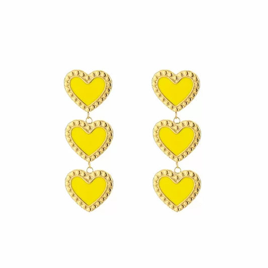 Heart Earrings - Yellow